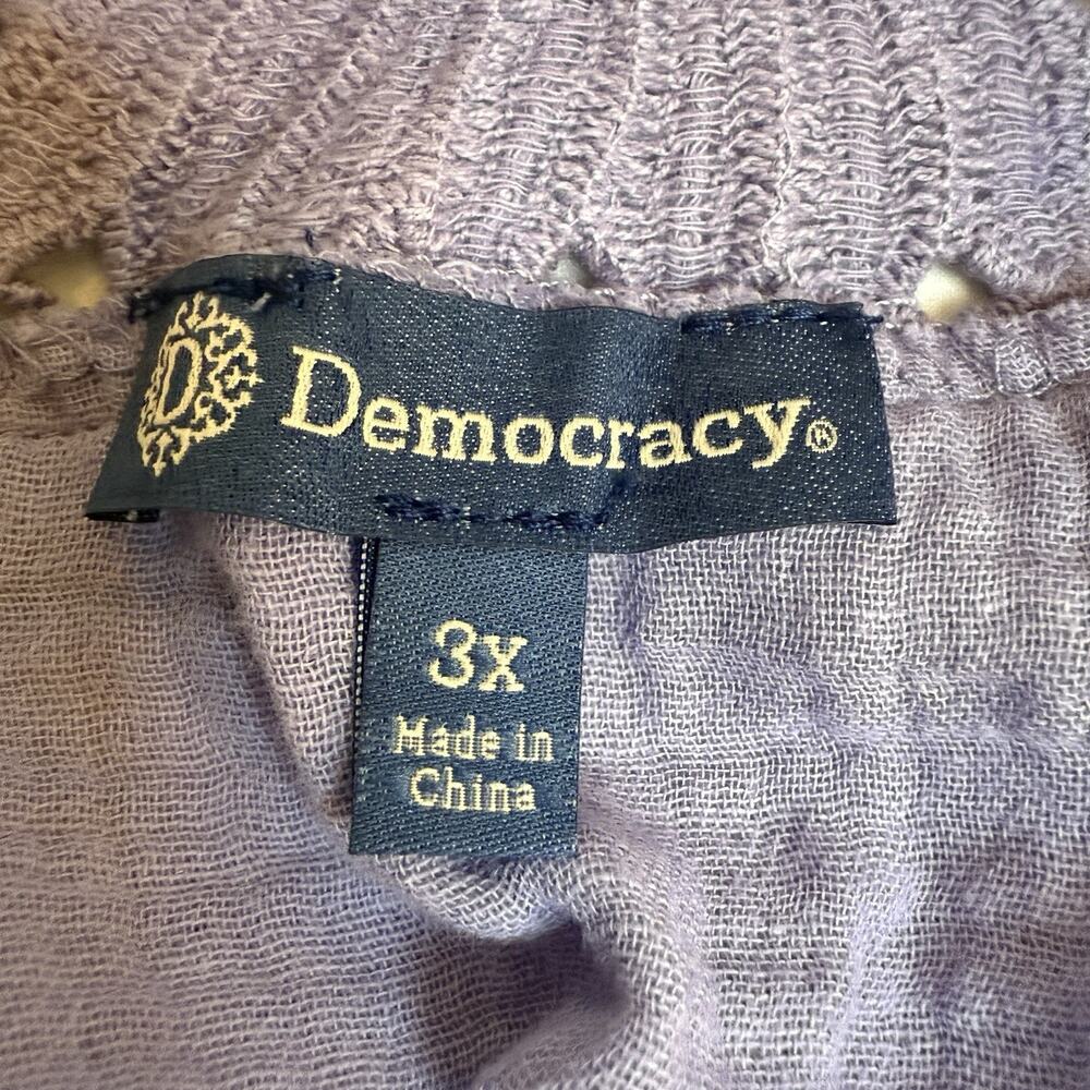 Democracy Top 3X Gauze Blouse Boho Purple Crocheted Cottagecore‎ Peasant Fairy - Picture 2 of 10